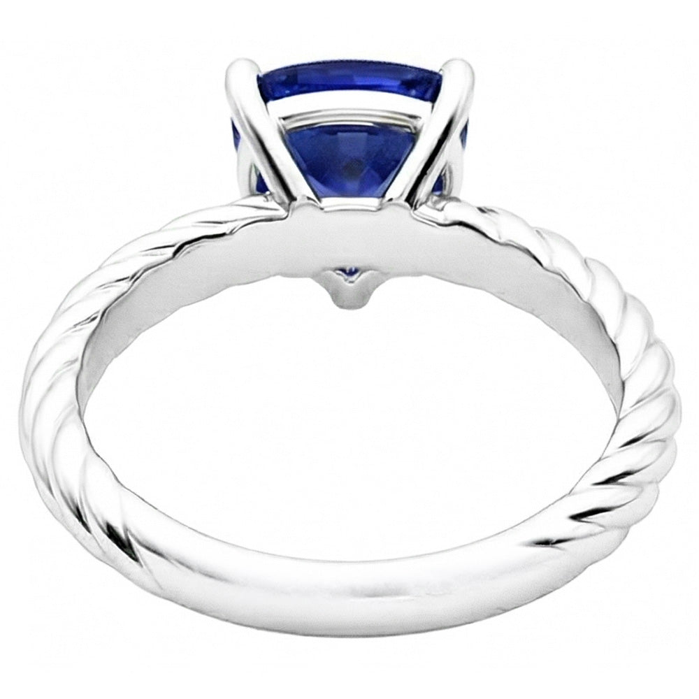 Natural Real ( Not Lab Grown )  Trillion Solitaire Ring Rope Style Deep Blue Sapphire 1 Carat
