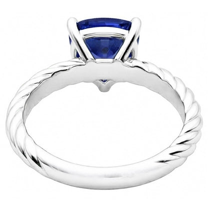 Natural Real ( Not Lab Grown )  Trillion Solitaire Ring Rope Style Deep Blue Sapphire 1 Carat