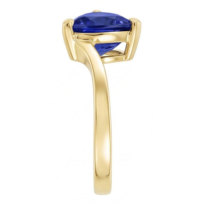 Natural Real ( Not Lab Grown )  Trillion Solitaire Sapphire Ring 1.50 Carats Bypass Style Yellow Gold