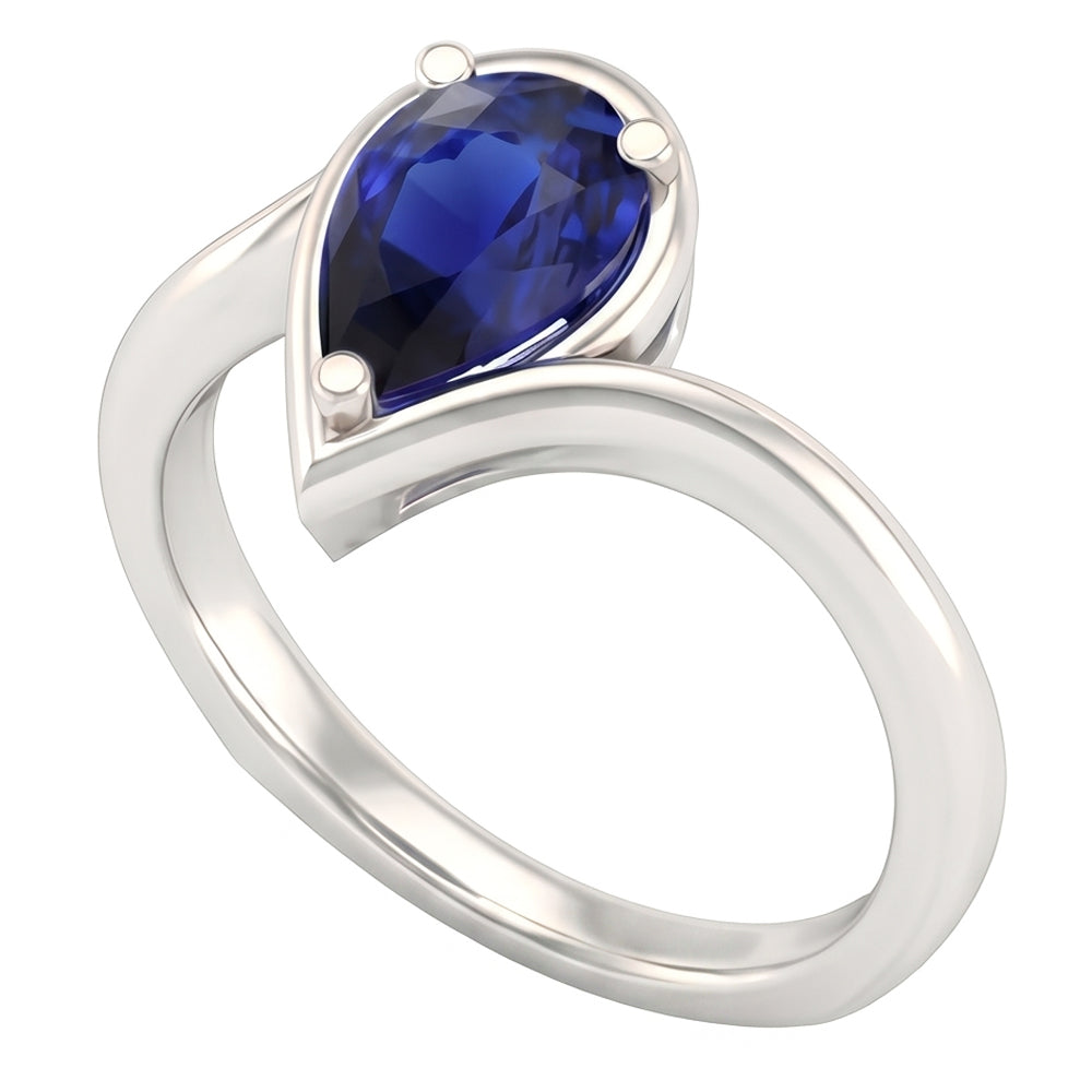 natural pear sapphire 1.50ct ring side angle