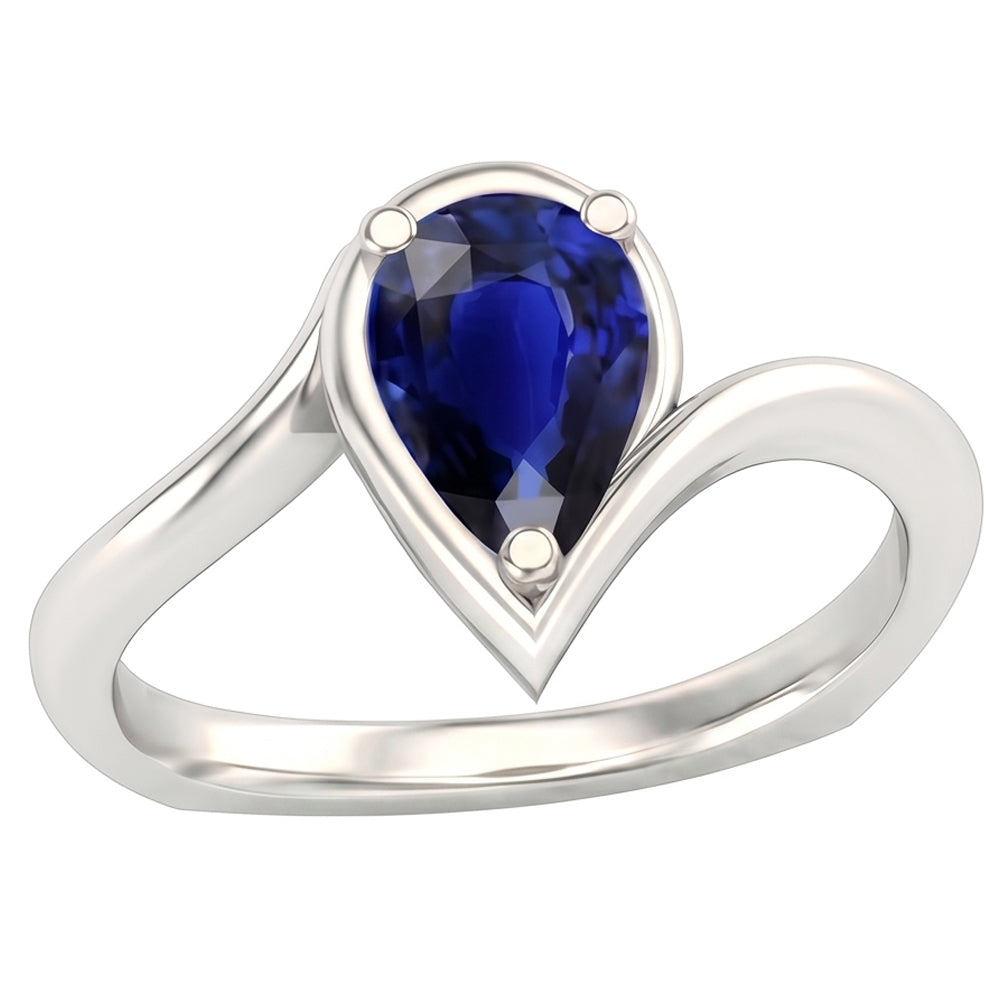 natural pear sapphire 1.50ct ring close up detail