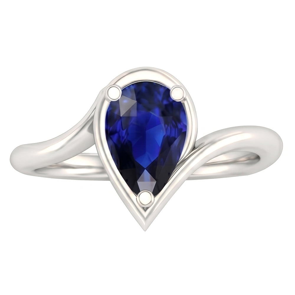 natural pear sapphire 1.50ct ring top view