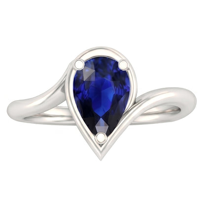 natural pear sapphire 1.50ct ring top view