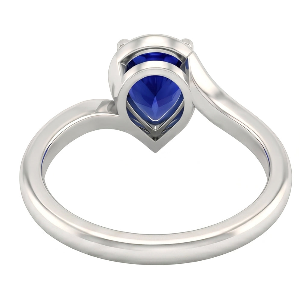 natural pear sapphire 1.50ct ring profile view