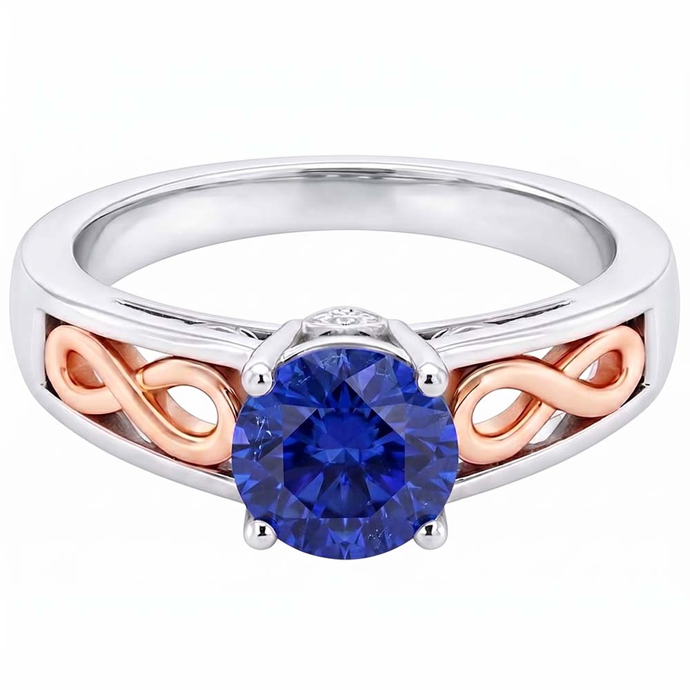 Natural Real ( Not Lab Grown )  Two Tone Womens Solitaire Ring Vintage Style Blue Sapphire 1.50 Carats