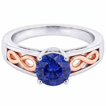 Natural Real ( Not Lab Grown )  Two Tone Womens Solitaire Ring Vintage Style Blue Sapphire 1.50 Carats