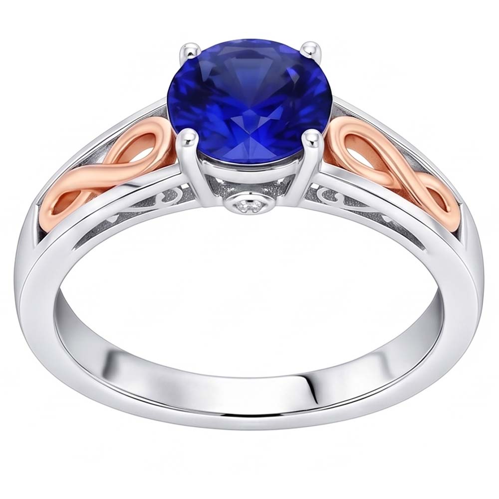 Natural Real ( Not Lab Grown )  Two Tone Womens Solitaire Ring Vintage Style Blue Sapphire 1.50 Carats