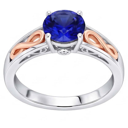 Natural Real ( Not Lab Grown )  Two Tone Womens Solitaire Ring Vintage Style Blue Sapphire 1.50 Carats
