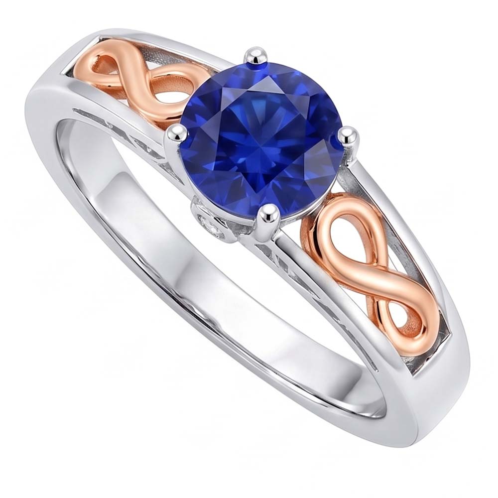 Natural Real ( Not Lab Grown )  Two Tone Womens Solitaire Ring Vintage Style Blue Sapphire 1.50 Carats
