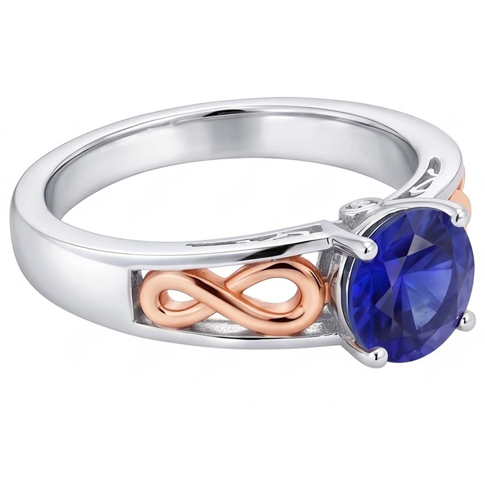 Natural Real ( Not Lab Grown )  Two Tone Womens Solitaire Ring Vintage Style Blue Sapphire 1.50 Carats