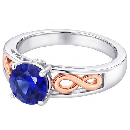 Natural Real ( Not Lab Grown )  Two Tone Womens Solitaire Ring Vintage Style Blue Sapphire 1.50 Carats