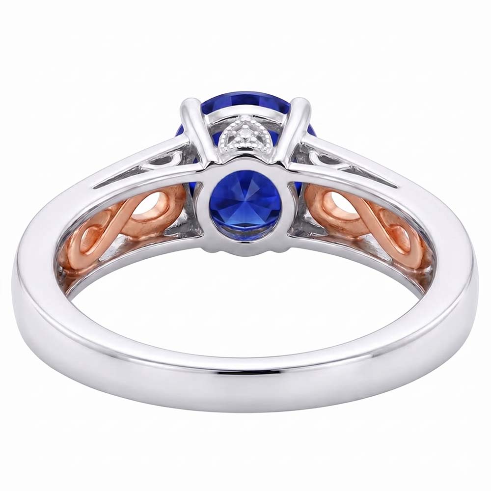 Natural Real ( Not Lab Grown )  Two Tone Womens Solitaire Ring Vintage Style Blue Sapphire 1.50 Carats