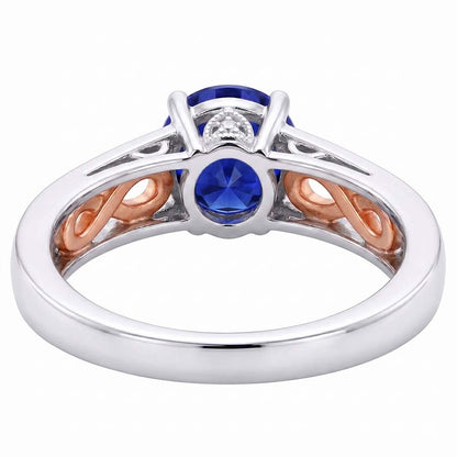 Natural Real ( Not Lab Grown )  Two Tone Womens Solitaire Ring Vintage Style Blue Sapphire 1.50 Carats