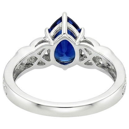 Natural Real ( Not Lab Grown )  Vintage Style Gold Ring Filigree Shank Pear Blue Sapphire 5.25 Carats