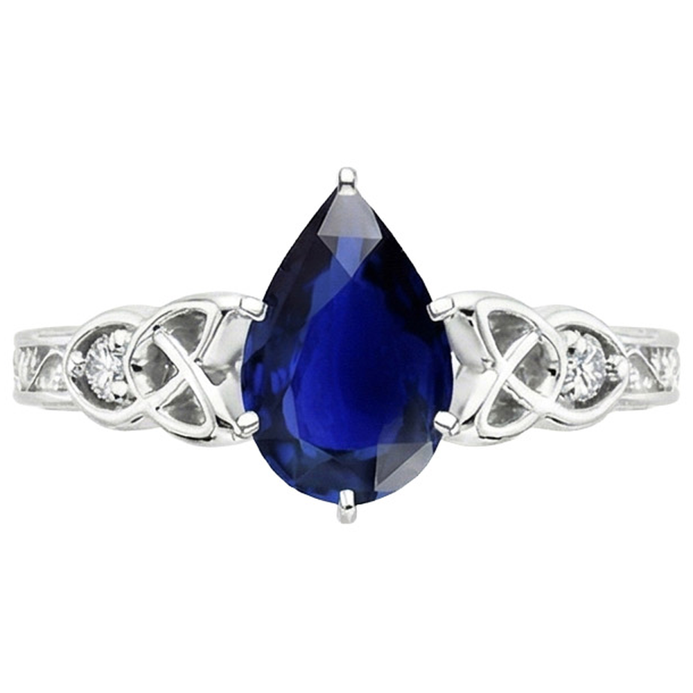 Natural Real ( Not Lab Grown )  Vintage Style Gold Ring Filigree Shank Pear Blue Sapphire 5.25 Carats