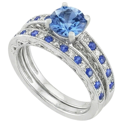 Natural Real ( Not Lab Grown )  Vintage Style Sapphire Wedding Set