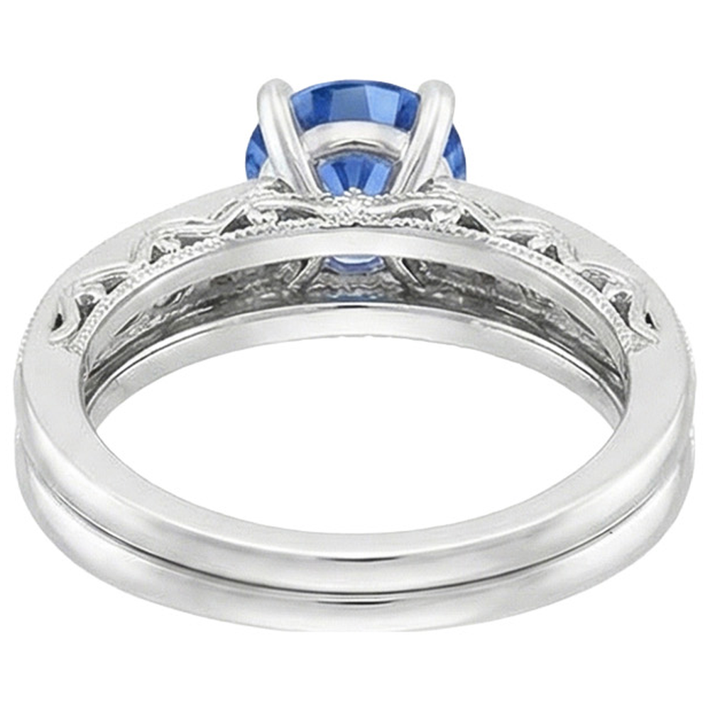 Natural Real ( Not Lab Grown )  Vintage Style Sapphire Wedding Set