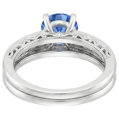 Natural Real ( Not Lab Grown )  Vintage Style Sapphire Wedding Set