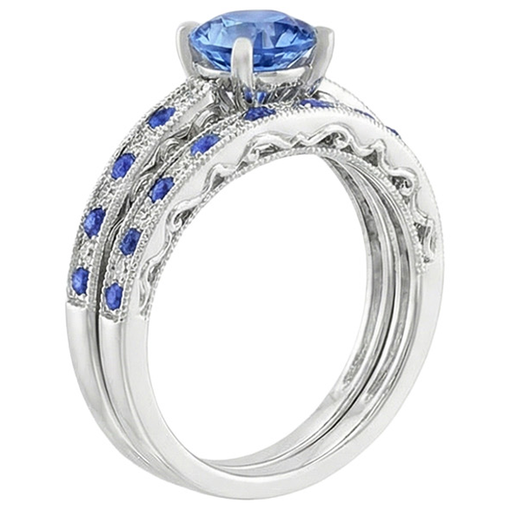 Natural Real ( Not Lab Grown )  Vintage Style Sapphire Wedding Set