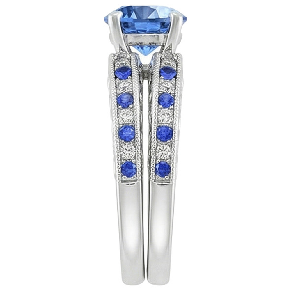 Natural Real ( Not Lab Grown )  Vintage Style Sapphire Wedding Set