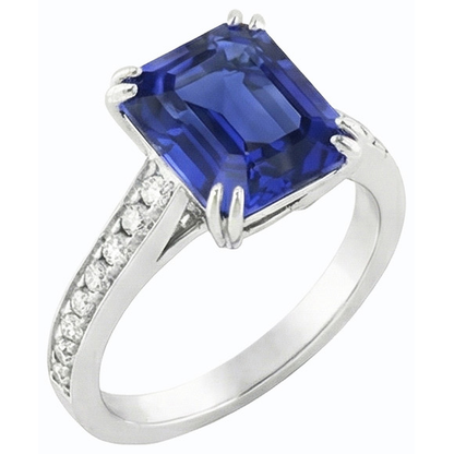 Natural Real ( Not Lab Grown )  Wedding Solitaire With Accents Ring Emerald Blue Sapphire 3 Carats
