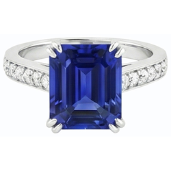 Natural Real ( Not Lab Grown )  Wedding Solitaire With Accents Ring Emerald Blue Sapphire 3 Carats