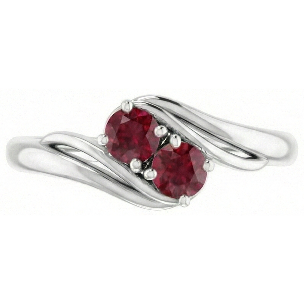 Natural Real ( Not Lab Grown )  White Gold 14K Round Ruby Bypass Setting Ring 1.60 Carats