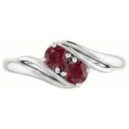 Natural Real ( Not Lab Grown )  White Gold 14K Round Ruby Bypass Setting Ring 1.60 Carats