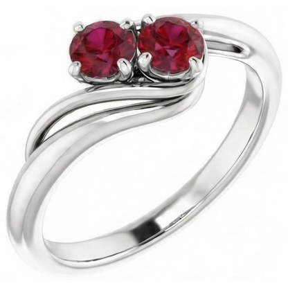 Natural Real ( Not Lab Grown )  White Gold 14K Round Ruby Bypass Setting Ring 1.60 Carats