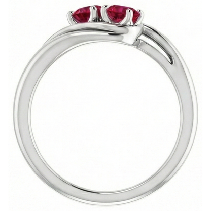 Natural Real ( Not Lab Grown )  White Gold 14K Round Ruby Bypass Setting Ring 1.60 Carats