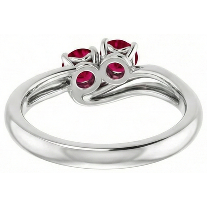 Natural Real ( Not Lab Grown )  White Gold 14K Round Ruby Bypass Setting Ring 1.60 Carats