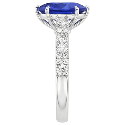 natural round sapphire 5.50ct ring profile view