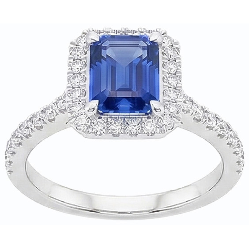 natural emerald sapphire 3.50ct ring top view