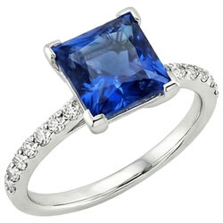 Natural Sapphire Ring 4ct - White Gold 14K