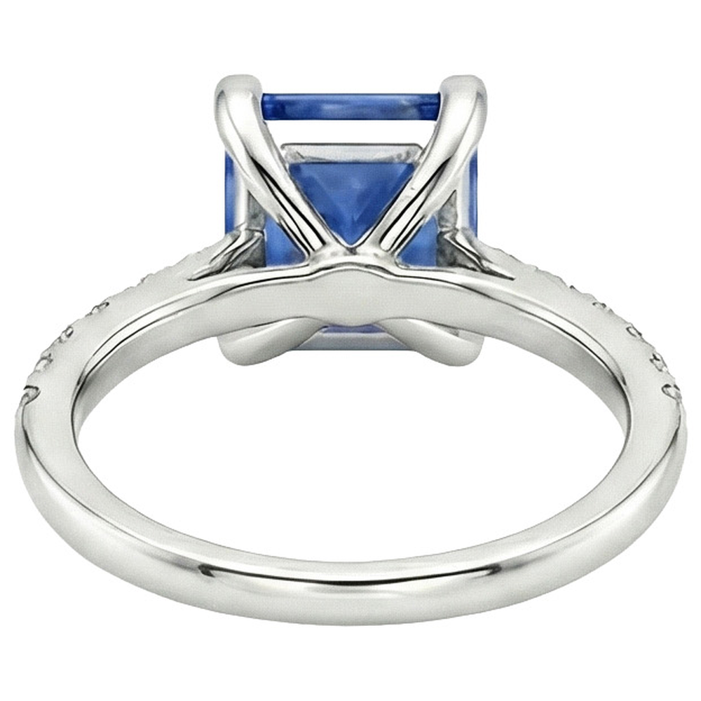 natural round sapphire 4ct ring on white background