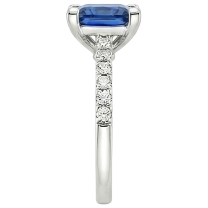 natural round sapphire 4ct ring profile view