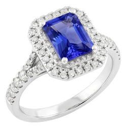 Natural Real ( Not Lab Grown )  White Gold Sapphire Engagement Ring For Women