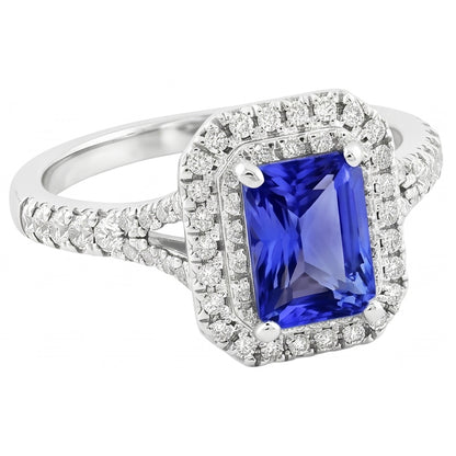 Natural Real ( Not Lab Grown )  White Gold Sapphire Engagement Ring For Women