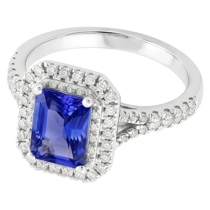 Natural Real ( Not Lab Grown )  White Gold Sapphire Engagement Ring For Women