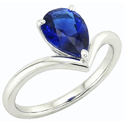 Natural Real ( Not Lab Grown )  White Gold Solitaire Gemstone Ring Pear Ceylon Sapphire 2.50 Carats