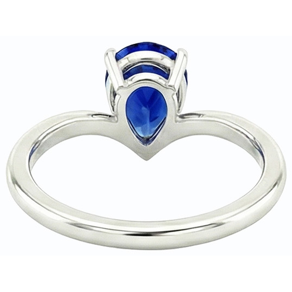 Natural Real ( Not Lab Grown )  White Gold Solitaire Gemstone Ring Pear Ceylon Sapphire 2.50 Carats