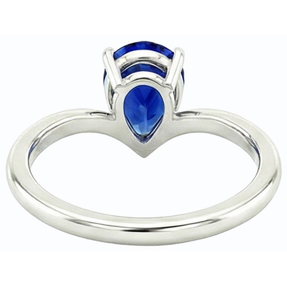 Natural Real ( Not Lab Grown )  White Gold Solitaire Gemstone Ring Pear Ceylon Sapphire 2.50 Carats