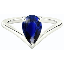 Natural Real ( Not Lab Grown )  White Gold Solitaire Gemstone Ring Pear Ceylon Sapphire 2.50 Carats