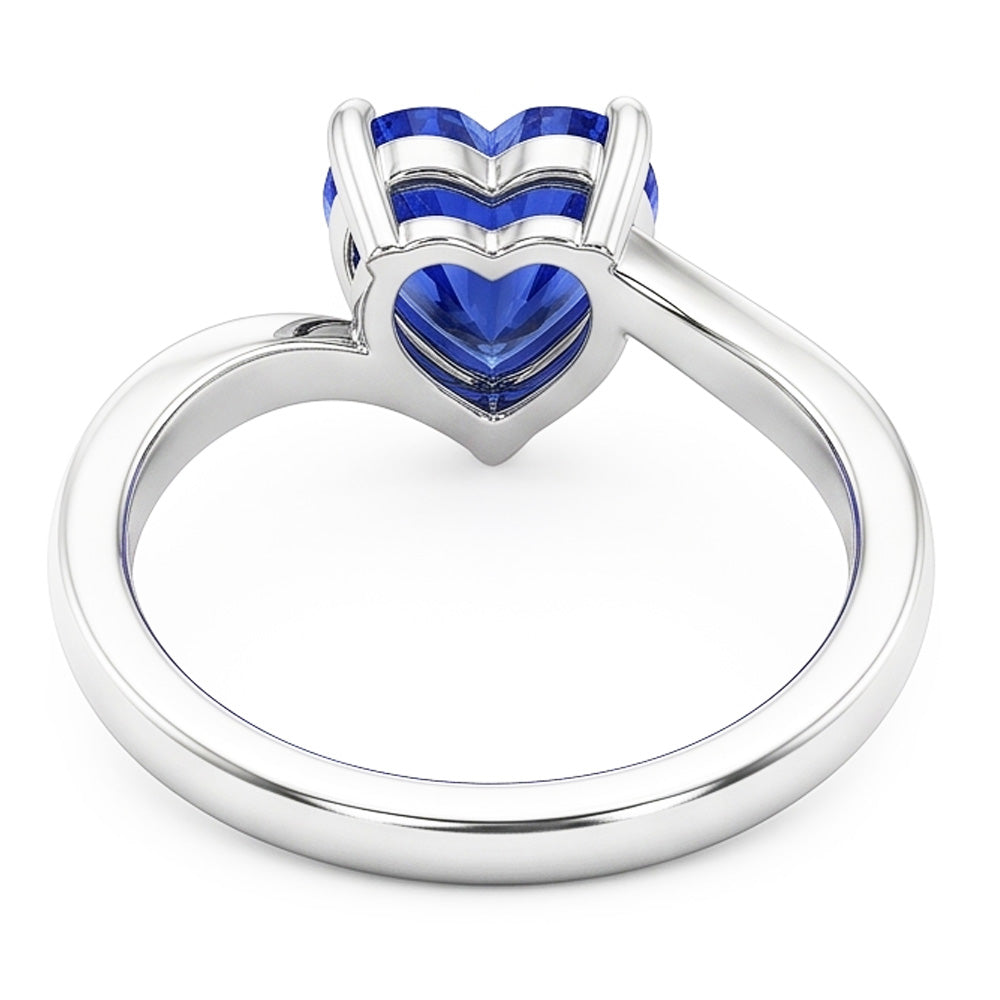 Natural Real ( Not Lab Grown )  White Gold Solitaire Heart Cut Light Blue Sapphire Ring 1.50 Carats