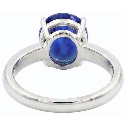 Natural Real ( Not Lab Grown )  White Gold Solitaire Oval Shaped Ceylon Sapphire Ring 1.50 Carats