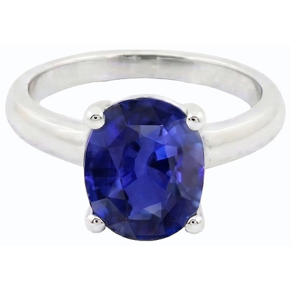 Natural Real ( Not Lab Grown )  White Gold Solitaire Oval Shaped Ceylon Sapphire Ring 1.50 Carats