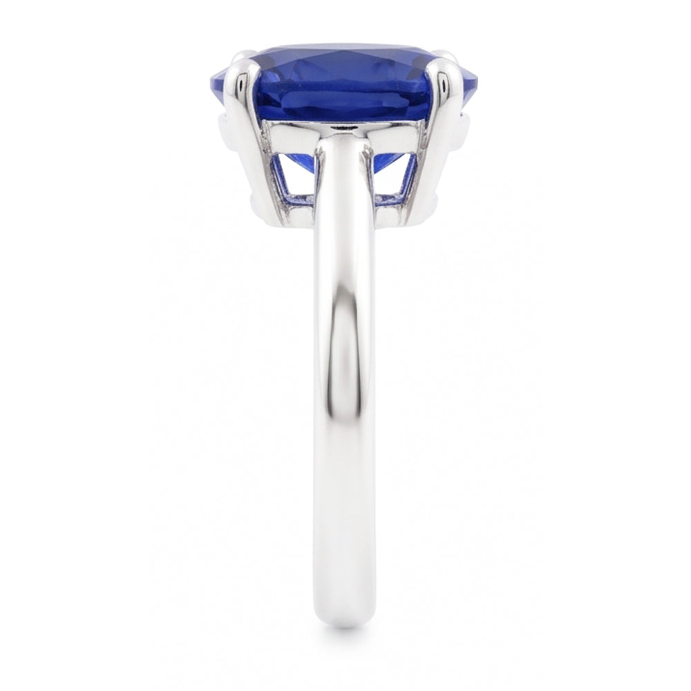 Natural Real ( Not Lab Grown )  White Gold Solitaire Oval Shaped Ceylon Sapphire Ring 1.50 Carats