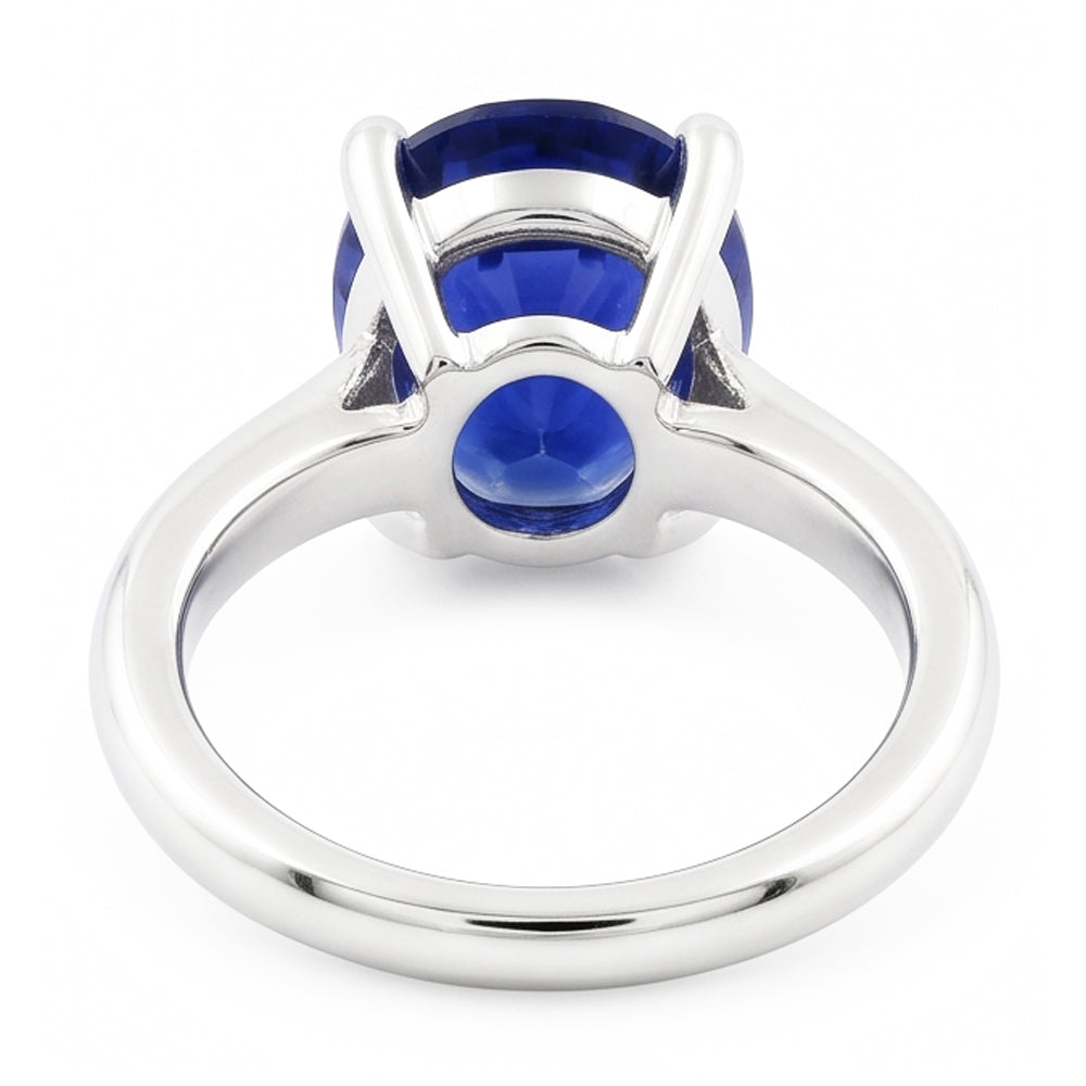Natural Real ( Not Lab Grown )  White Gold Solitaire Oval Shaped Ceylon Sapphire Ring 1.50 Carats