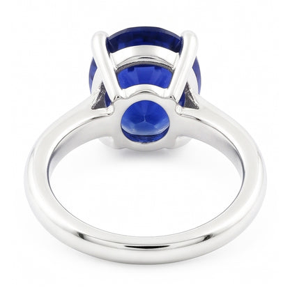 Natural Real ( Not Lab Grown )  White Gold Solitaire Oval Shaped Ceylon Sapphire Ring 1.50 Carats