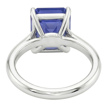 Natural Real ( Not Lab Grown )  White Gold Solitaire Ring 2 Carats Emerald Cut Srilanka Sapphire